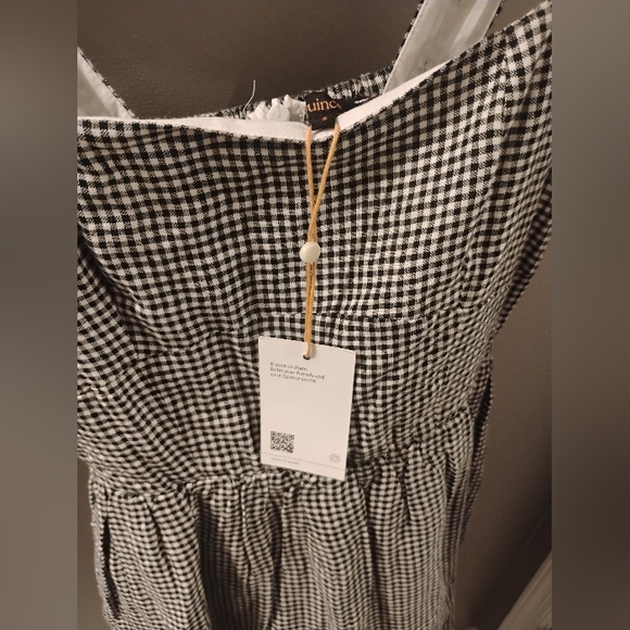 Nwt 100% European Linen Fit & Flare Midi Dress Classic Mini Gingham Sz Small - Picture 5 of 15
